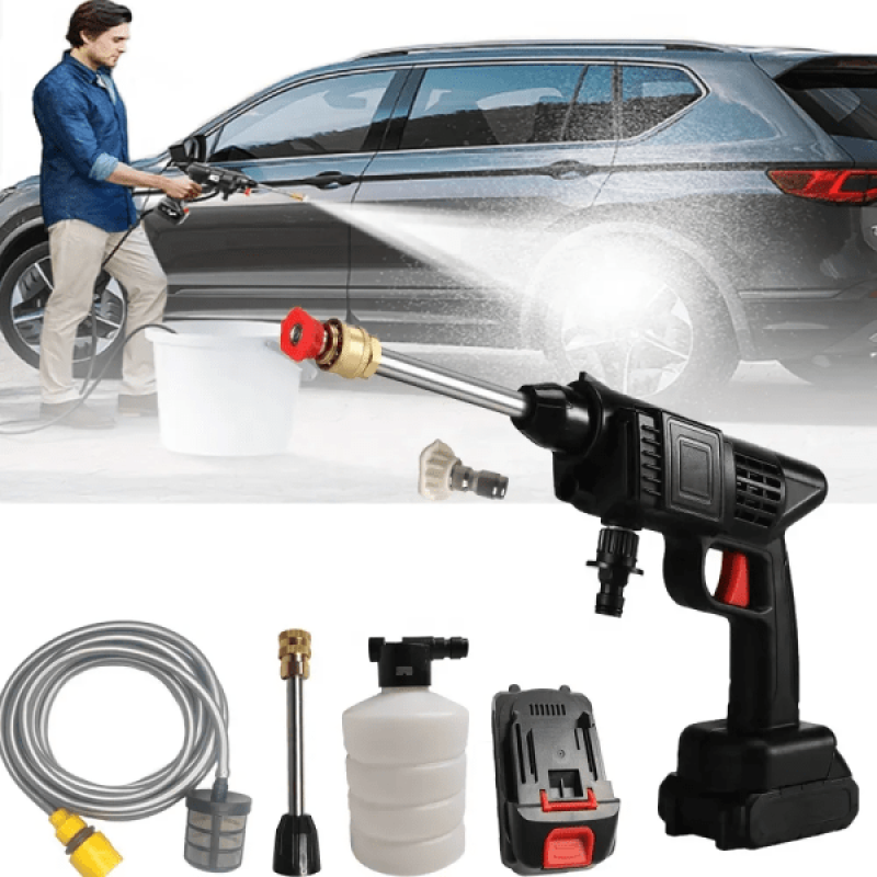 Automatic Cordless Car Wash Spray Gun 21V | High Pressure with Lithium Battery (Double Battery)