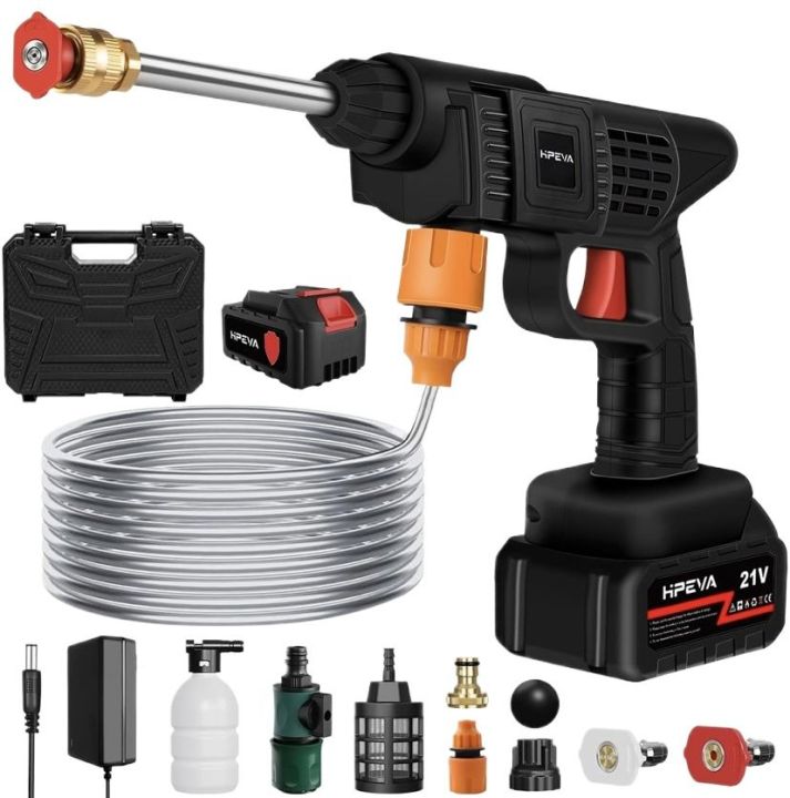Automatic Cordless Car Wash Spray Gun 21V | High Pressure with Lithium Battery (Double Battery)