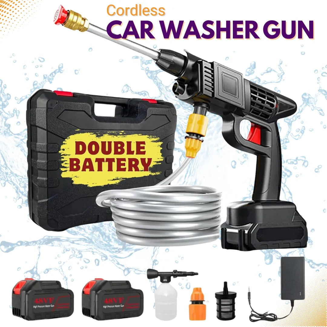 Automatic Cordless Car Wash Spray Gun 21V | High Pressure with Lithium Battery (Double Battery)